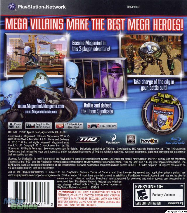 Megamind Ultimate Showdown - Sony PlayStation 3 (PS3) (THQ - 2) video game collectible [Barcode 752919992173] - Main Image 2