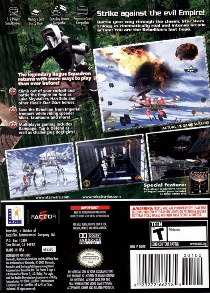 Star Wars Rogue Squadron III: Rebel Strike - Nintendo GameCube (Lucas Arts - 1) video game collectible [Barcode 023272997922] - Main Image 2