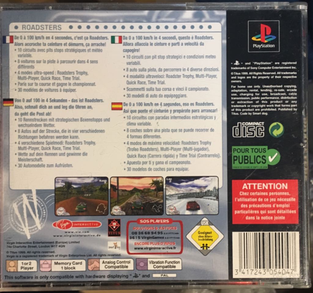 Roadsters - Sony PlayStation video game collectible [Barcode 3417243054047] - Main Image 2