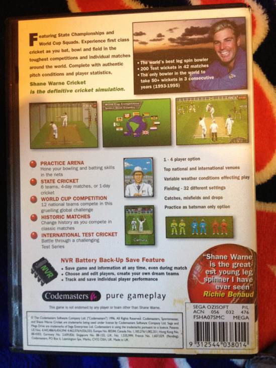 Shane Warne Cricket - Sega Mega Drive (4) video game collectible - Main Image 2