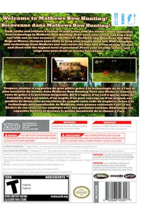 Matthews Bow Hunting - Nintendo Wii (Zoo Publishing Inc.) video game collectible [Barcode 802068103217] - Main Image 2