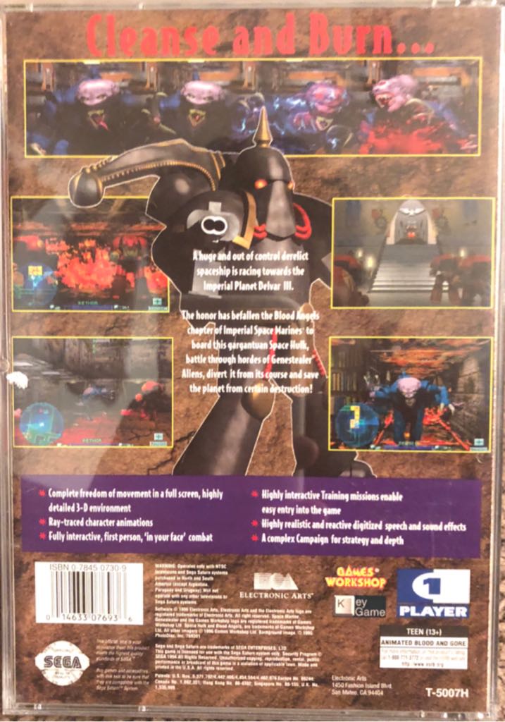 Space Hulk: Vengeance of the Blood Angels - Sega Saturn (Dmytry Lavrov - 1) video game collectible [Barcode 014633076936] - Main Image 2