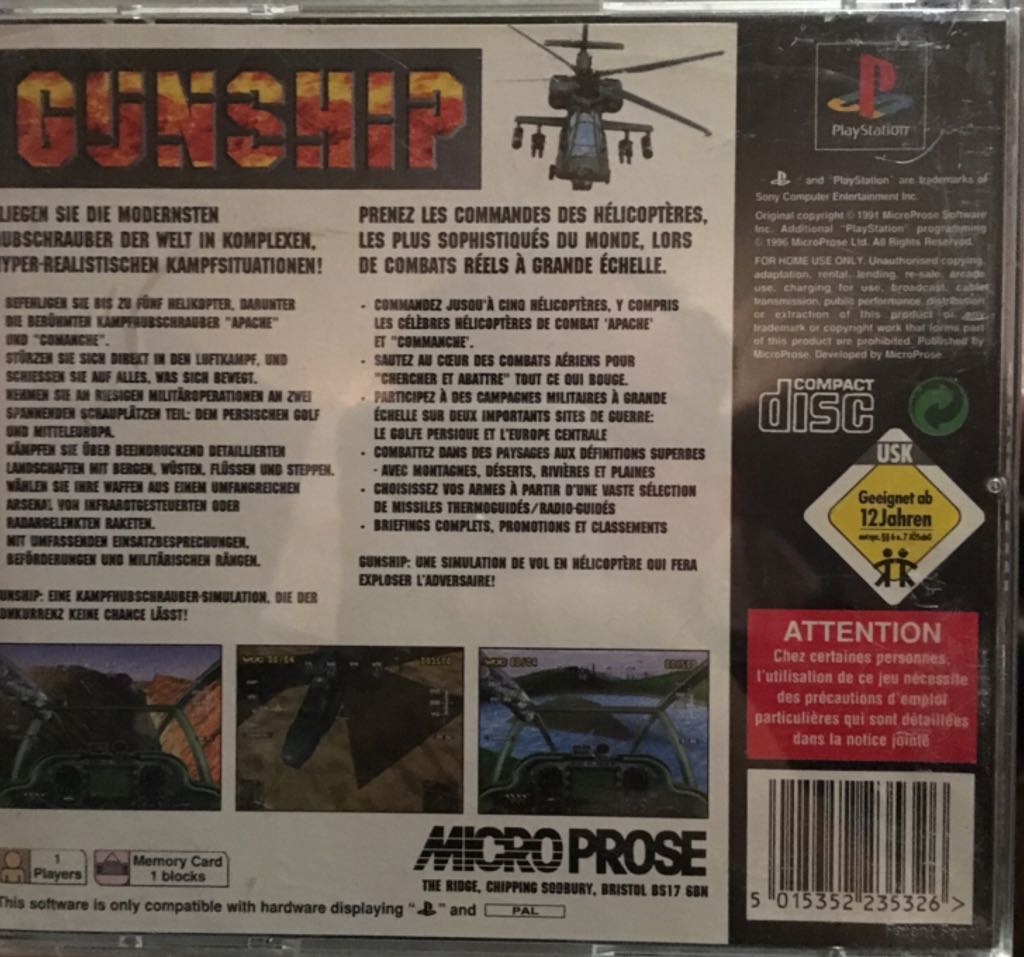 Gunship - Sony PlayStation video game collectible [Barcode 5015352235326] - Main Image 2