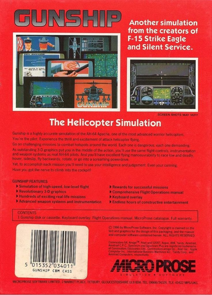 Gunship - Commodore 64 (MicroProse Software, Inc. - 1) video game collectible - Main Image 2