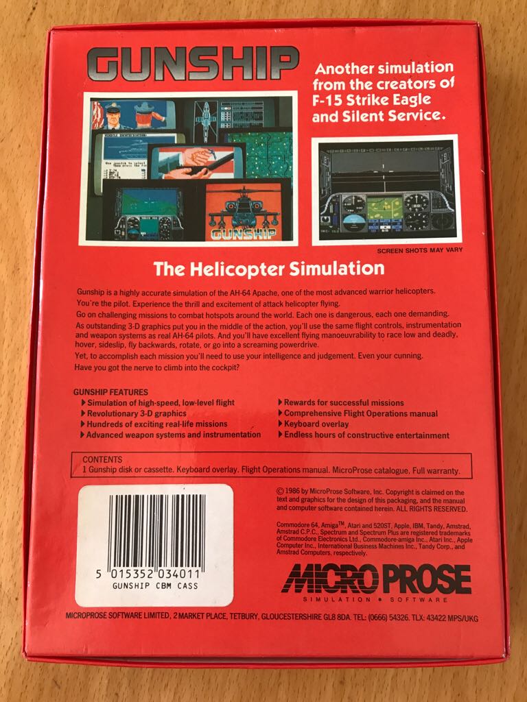 Gunship - Commodore 64 (Micro Prose) video game collectible - Main Image 2
