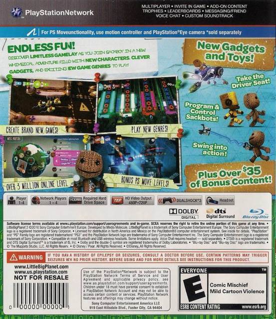 Little Big Planet 2 - Sony PlayStation 3 (PS3) (Sony Computer Entertainment - 4) video game collectible [Barcode 711719983927] - Main Image 2