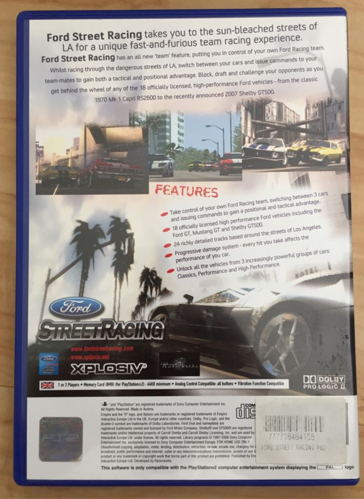 Ford Street Racing - Sony PlayStation 2 (PS2) video game collectible [Barcode 5017783022100] - Main Image 2