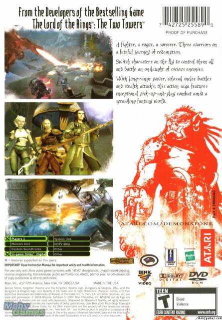 Forgotten Realms: Demon Stone - Microsoft Xbox (Atari - 1) video game collectible [Barcode 742725255890] - Main Image 2