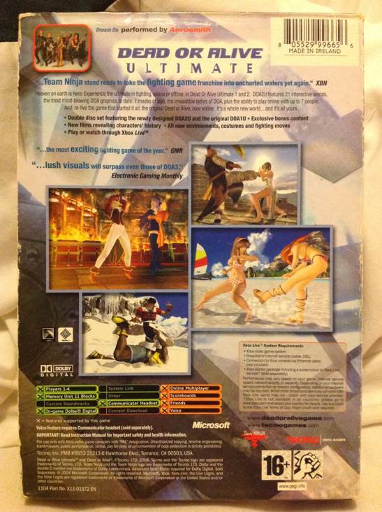 Dead Or Alive Ultimate Vol. 1 & 2 - Microsoft Xbox (Tecmo - 4) video game collectible [Barcode 805529996656] - Main Image 2