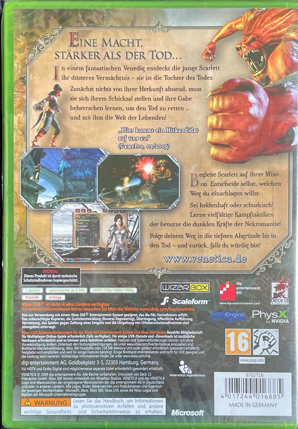 Venetica - Microsoft Xbox 360 (dtp Entertainment AG) video game collectible [Barcode 4017244016885] - Main Image 2