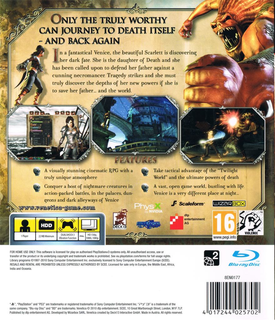 Venetica - Sony PlayStation 3 (PS3) (dtp entertainment - 1) video game collectible [Barcode 4017244025702] - Main Image 2