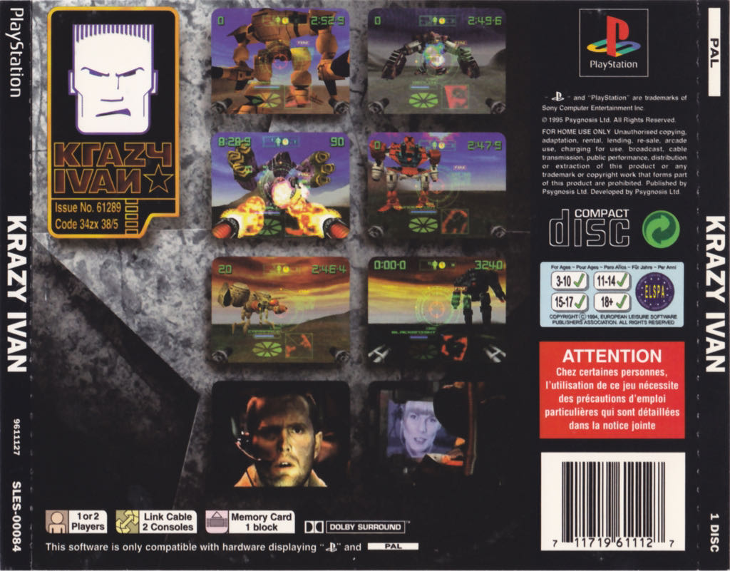 Krazy Ivan - Sony PlayStation (Psygnosis - 1-2) video game collectible [Barcode 711719611127] - Main Image 2