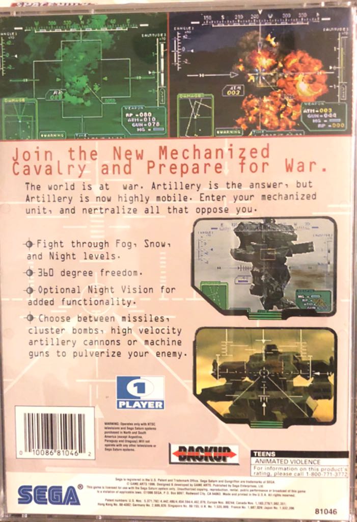 Gun Griffon - Sega Saturn (Sega - 1) video game collectible [Barcode 010086810462] - Main Image 2