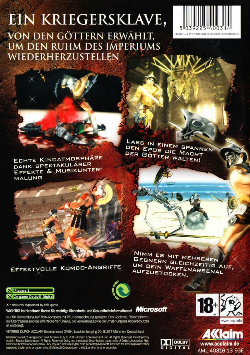 Gladiator: Sword of Vengeance - Microsoft Xbox video game collectible [Barcode 3455194031618] - Main Image 2