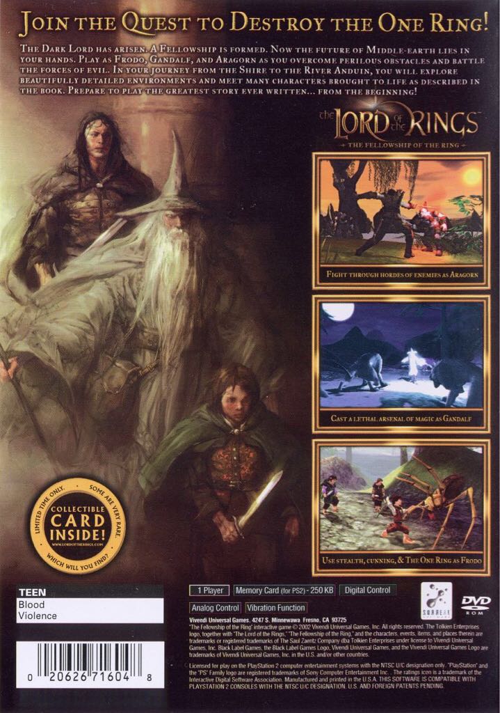 The Lord Of The Rings: The Fellowship Of The Ring - Sony PlayStation 2 (PS2) (Black Label Games - 1) video game collectible - Main Image 2