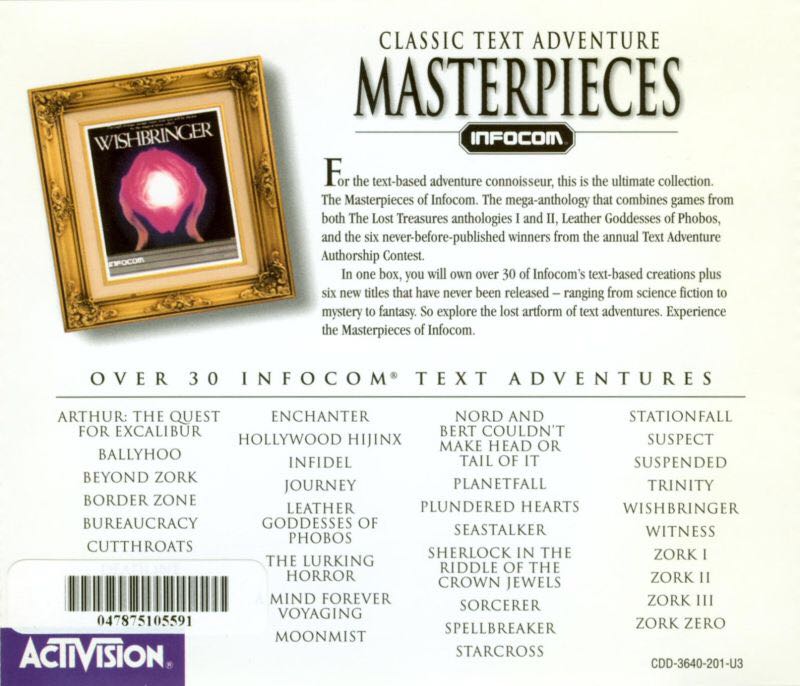 Classic Text Adventure Masterpieces - PC (Activision Blizzard - 1) video game collectible [Barcode 047875336407] - Main Image 2