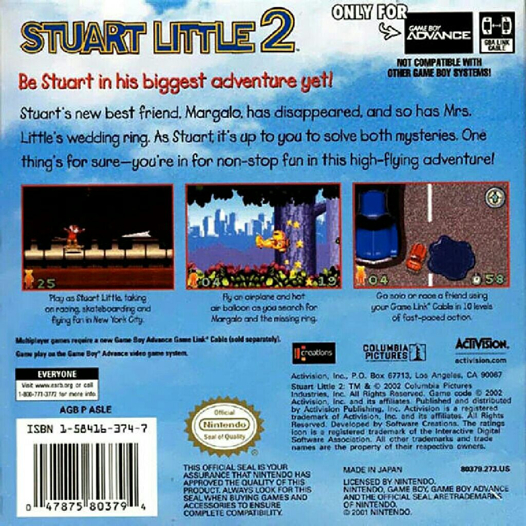 Stuart Little 2 - Nintendo Game Boy Advance (GBA) video game collectible - Main Image 2