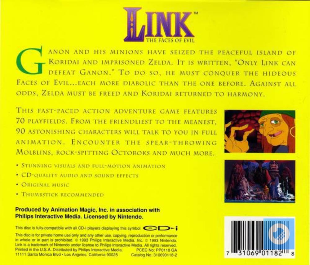 Link: The Faces of Evil - Philips CD-I (Philips Media - 1) video game collectible [Barcode 8712581000806] - Main Image 2