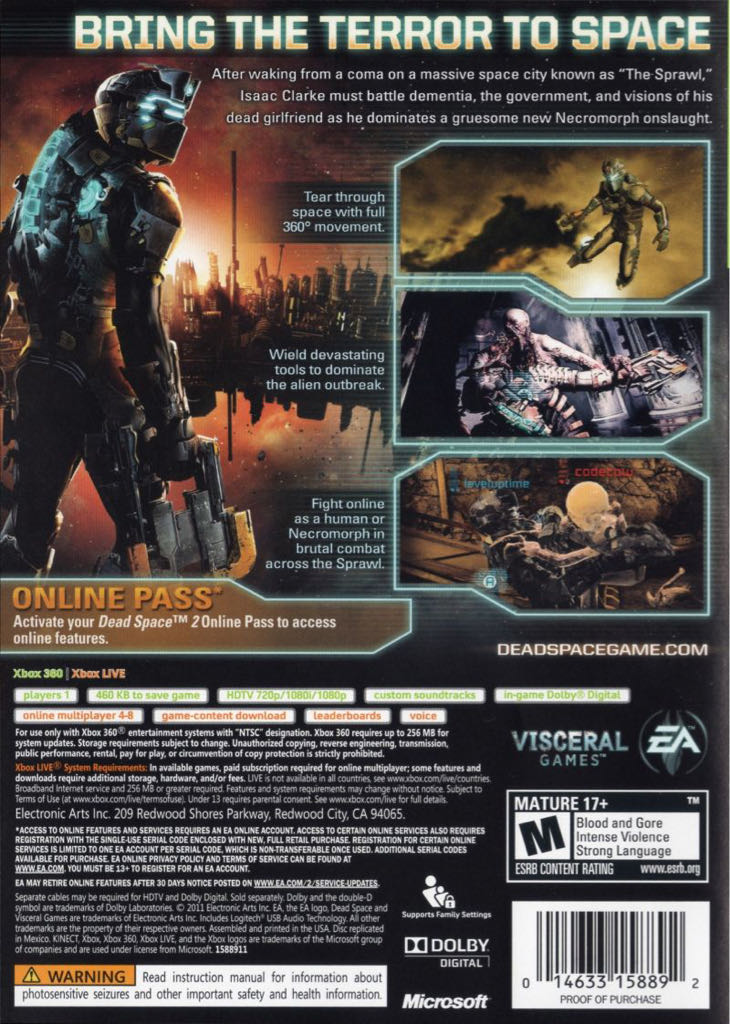 Dead Space 2 - Microsoft Xbox 360 (EA - 1-8) video game collectible [Barcode 0014633158892] - Main Image 2