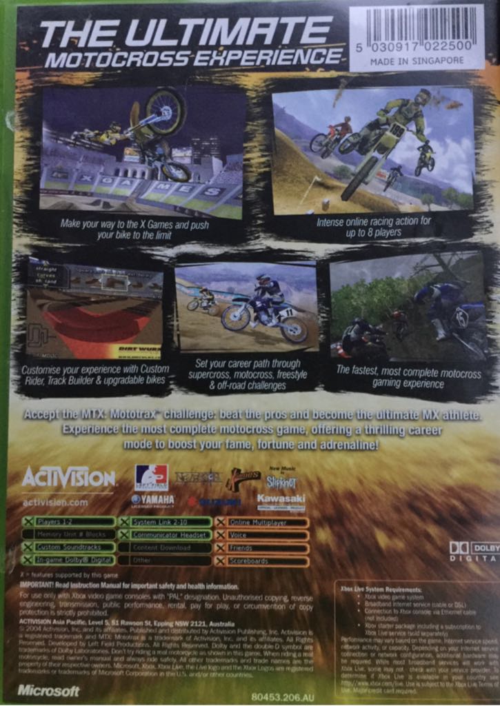 MTX Mototrax - Microsoft Xbox (Actavision) video game collectible [Barcode 5030917022500] - Main Image 2