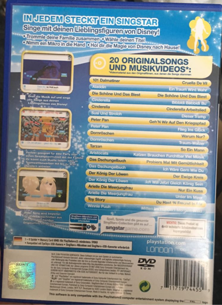 Singstar Best Of Disney - Sony PlayStation 2 (PS2) video game collectible [Barcode 711719744559] - Main Image 2