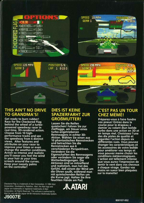 Checkered Flag - Atari Jaguar (Atari - 1) video game collectible [Barcode 077000400079] - Main Image 2