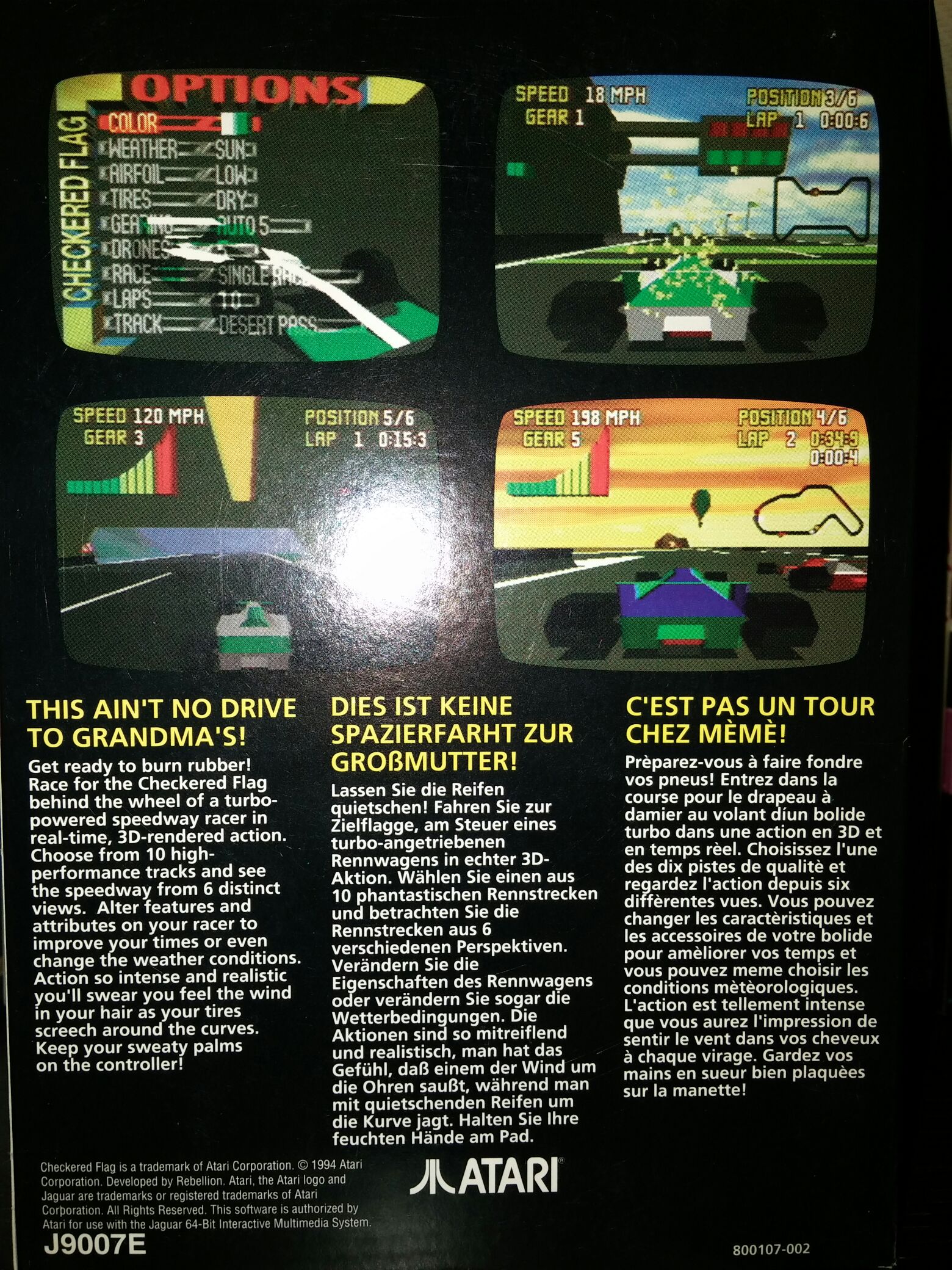 Checkered Flag - Atari Jaguar (Atari - 1) video game collectible [Barcode 07708244] - Main Image 2