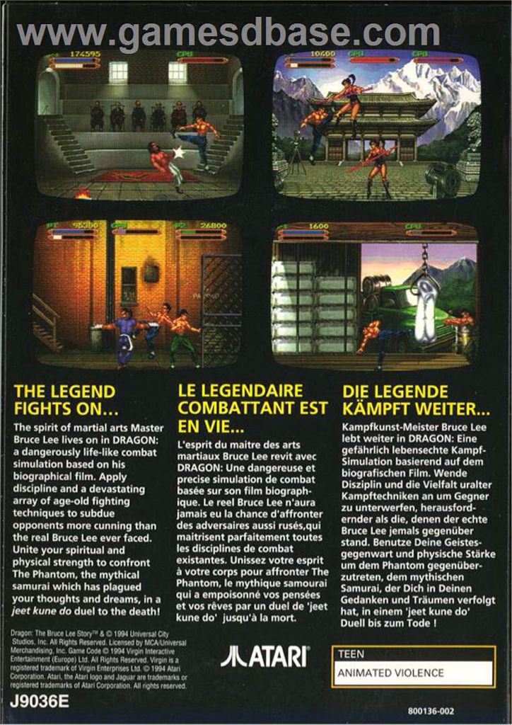 Dragon The Bruce Lee Story - Atari Jaguar video game collectible - Main Image 2