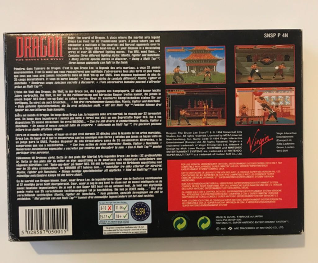 Dragon The Bruce Lee Story - Nintendo Super Nintendo Entertainment System (SNES) video game collectible - Main Image 2
