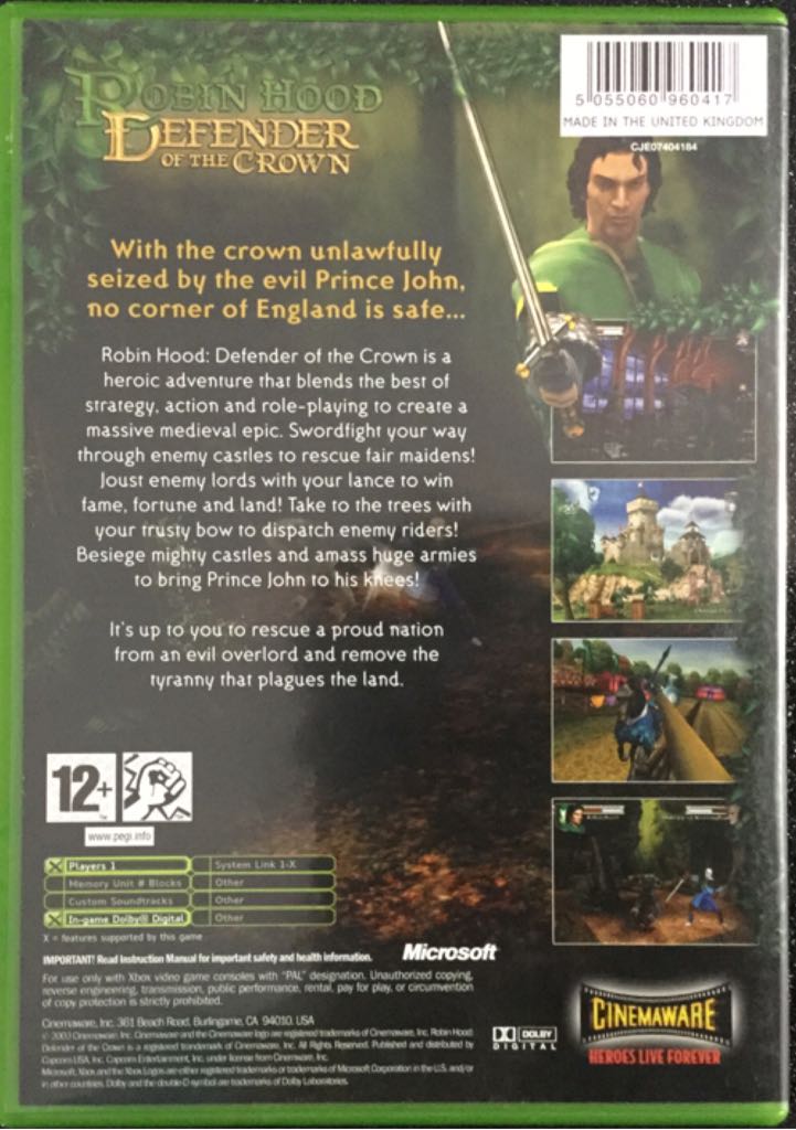 Robin Hood Defender Of The Crown - Microsoft Xbox (Cinemaware - 1) video game collectible [Barcode 5055060960417] - Main Image 2