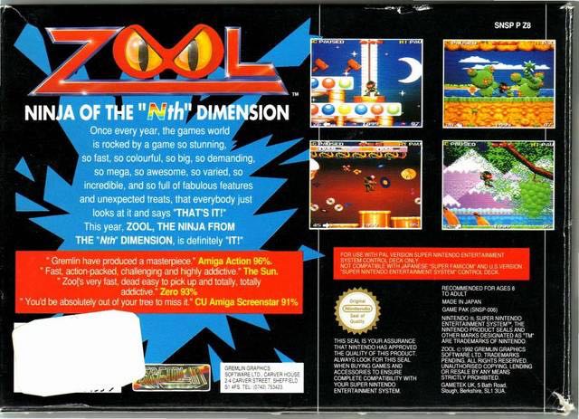 Zool - Nintendo Super Nintendo Entertainment System (SNES) video game collectible - Main Image 2