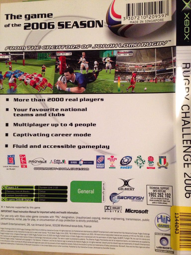 Rugby Challenge 2006 - Microsoft Xbox (Ubisoft - 4) video game collectible [Barcode 3307210209597] - Main Image 2