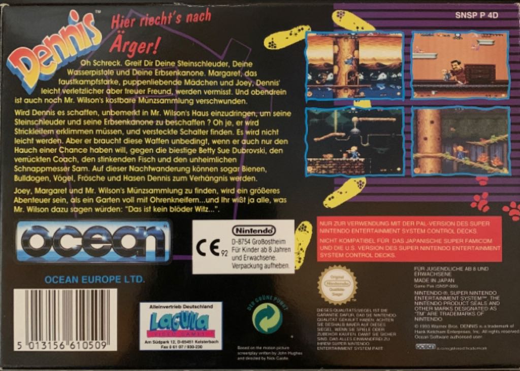 Denis La Malice - Nintendo Super Nintendo Entertainment System (SNES) (Ocean Europe Ltd) video game collectible [Barcode 5013156610509] - Main Image 2