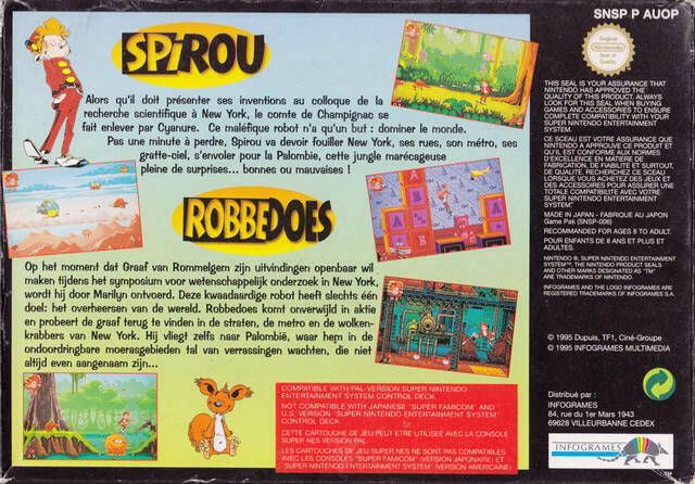 Spirou - Nintendo Super Nintendo Entertainment System (SNES) (Infogrames - 1) video game collectible [Barcode 3329720009641] - Main Image 2