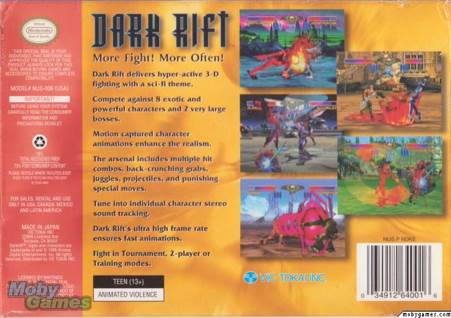 Dark Rift - Nintendo 64 (N64) (Vic Tokai - 2) video game collectible [Barcode 4966550997022] - Main Image 2