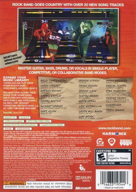 Rock Band: Country Track Pack 2 - Microsoft Xbox 360 (Electronic Arts/EA Games - 1-4) video game collectible [Barcode 014633365436] - Main Image 2