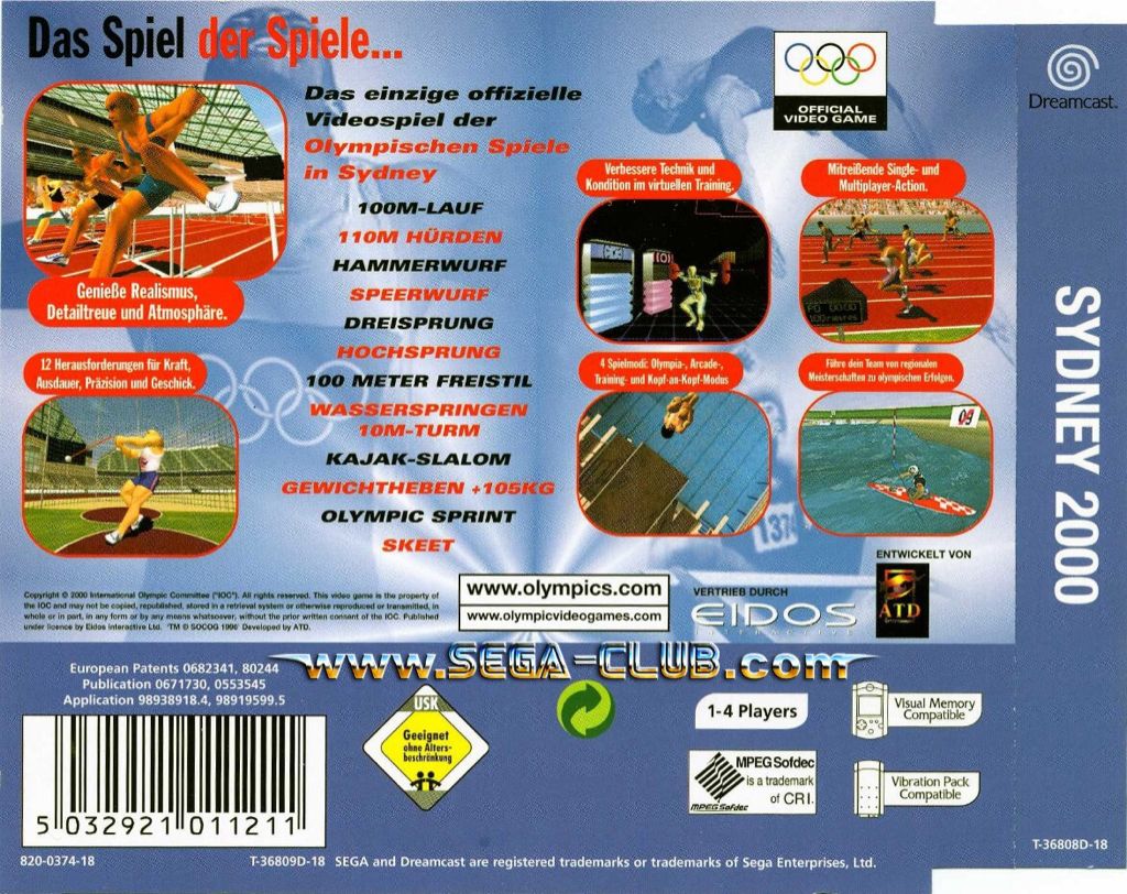 Sydney 2000 - Sega Dreamcast video game collectible [Barcode 5032921011211] - Main Image 2
