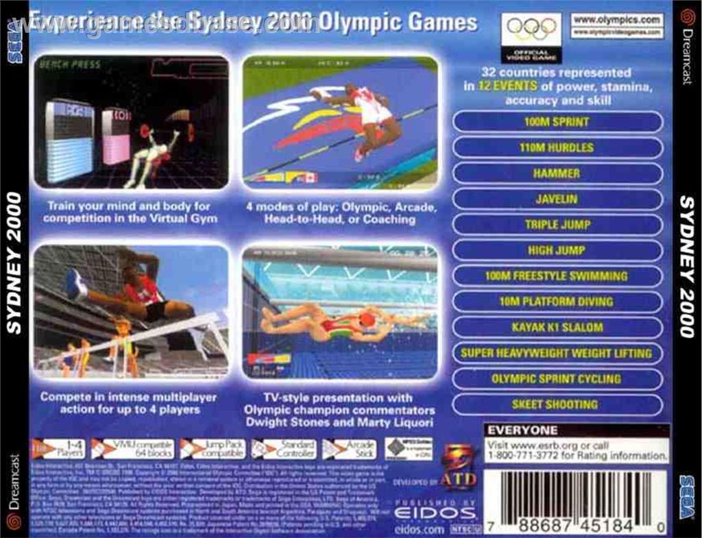 Sydney 2000 - Sega Dreamcast (Edios Interactive - 4) video game collectible [Barcode 788687451840] - Main Image 2