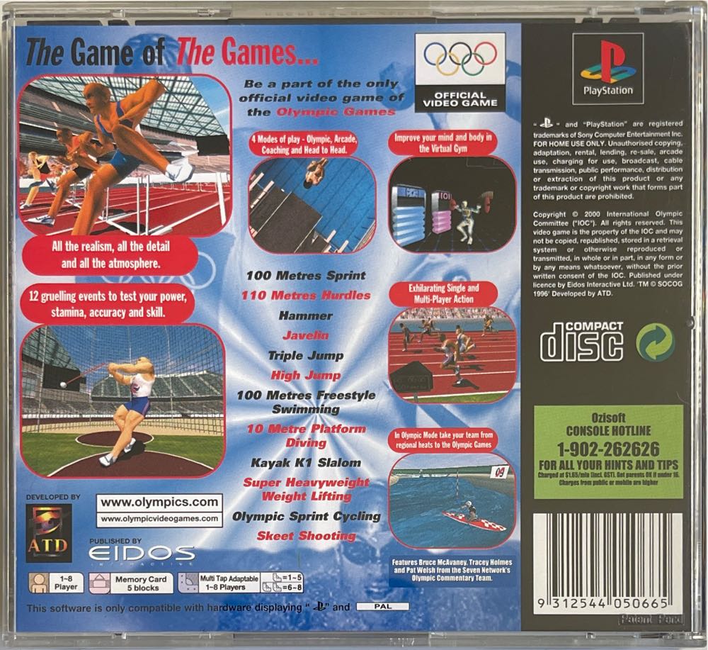 Sydney 2000 - Sony PlayStation (Eidos - 1-8) video game collectible [Barcode 9312544050665] - Main Image 2