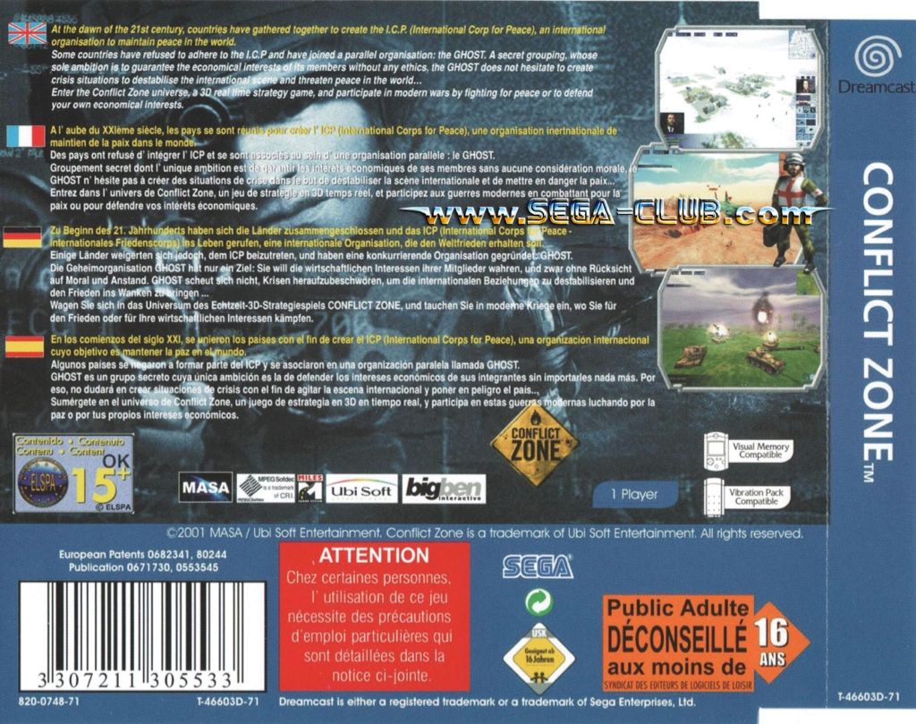 Conflict Zone - Sega Dreamcast (Boite Et Notice) video game collectible [Barcode 3307211305533] - Main Image 2