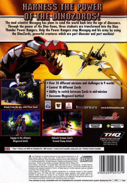 Power Rangers Dino Thunder - Sony PlayStation 2 (PS2) (THQ - 1) video game collectible [Barcode 4005209057479] - Main Image 2