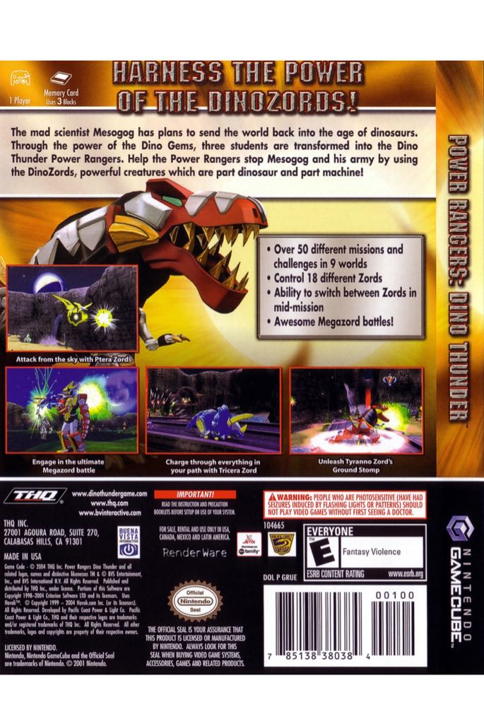 Power Rangers Dino Thunder - Nintendo GameCube video game collectible [Barcode 785138380537] - Main Image 2