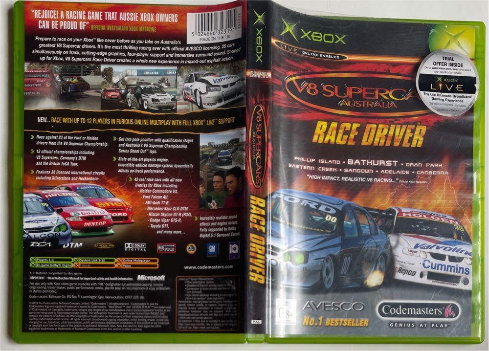 V8 Supercars Australia Race Driver - Microsoft Xbox (Codemasters - 4) video game collectible [Barcode 5024866323191] - Main Image 4
