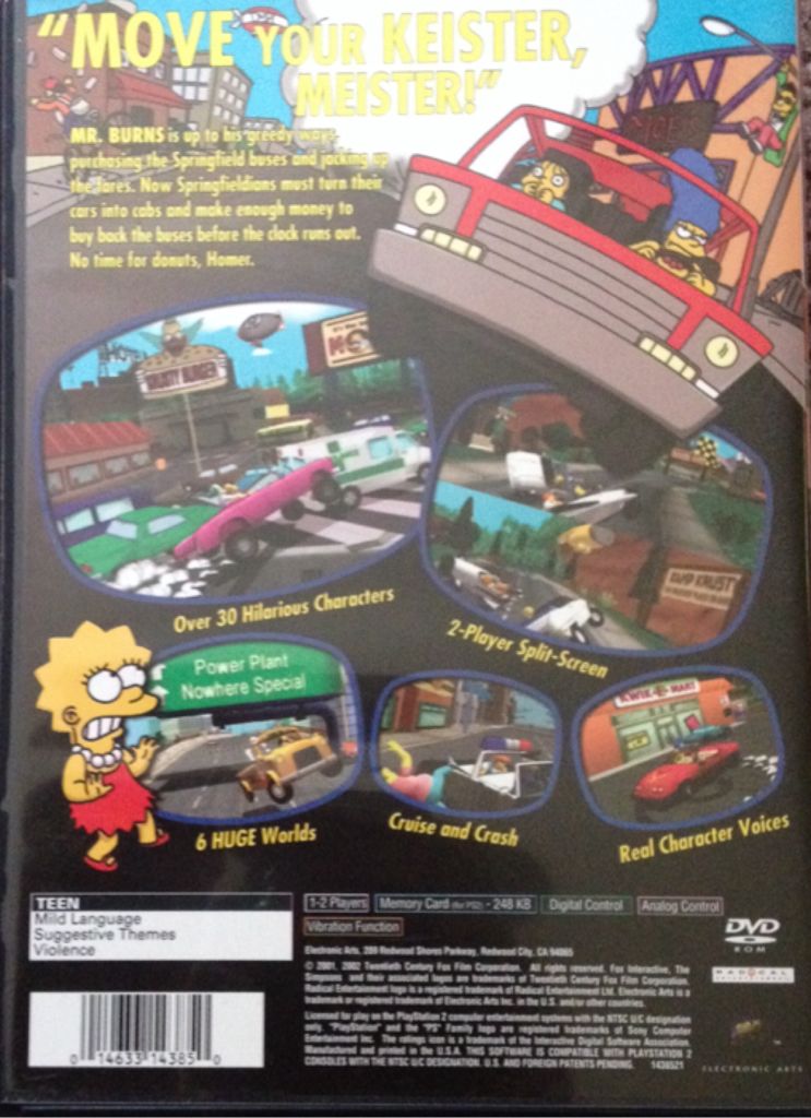 Simpsons: Road Rage - Sony PlayStation 2 (PS2) (Electronic Arts - 1-2) video game collectible [Barcode 5030931028052] - Main Image 2