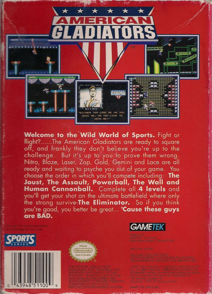 American Gladiators - Nintendo Entertainment System (NES) (GameTek) video game collectible - Main Image 2