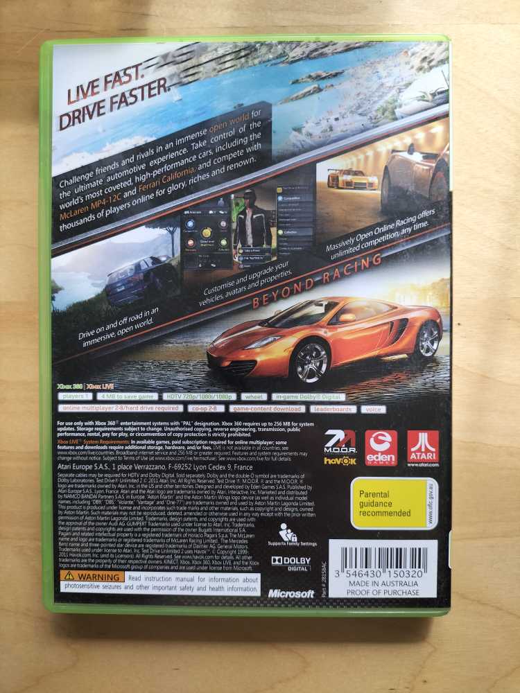 Test Drive Unlimted 2 - Microsoft Xbox 360 (Atari Games - 1) video game collectible [Barcode 3546430150320] - Main Image 2