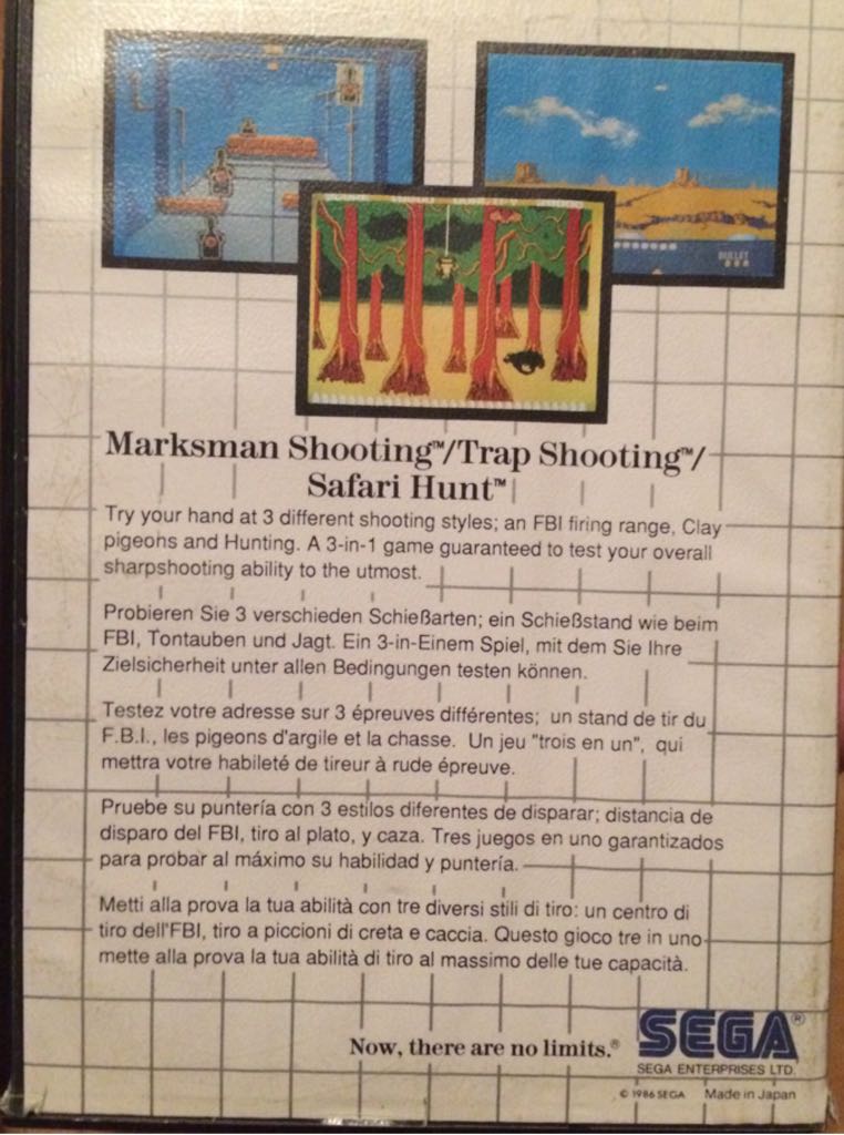 Marksman Shooting / Trap Shooting / Safari Hunt - Sega Master System (2) video game collectible [Barcode 4974365635930] - Main Image 2