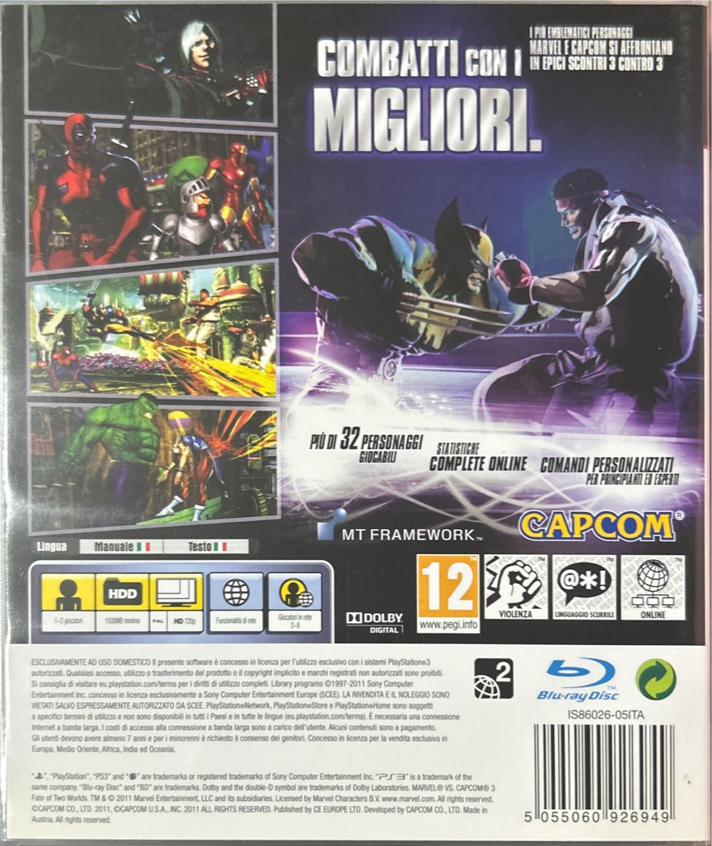MARVEL VS. CAPCOM 3 - Fate of Two Worlds - Sony PlayStation 3 (PS3) (Capcom - 2) video game collectible [Barcode 5055060926949] - Main Image 2