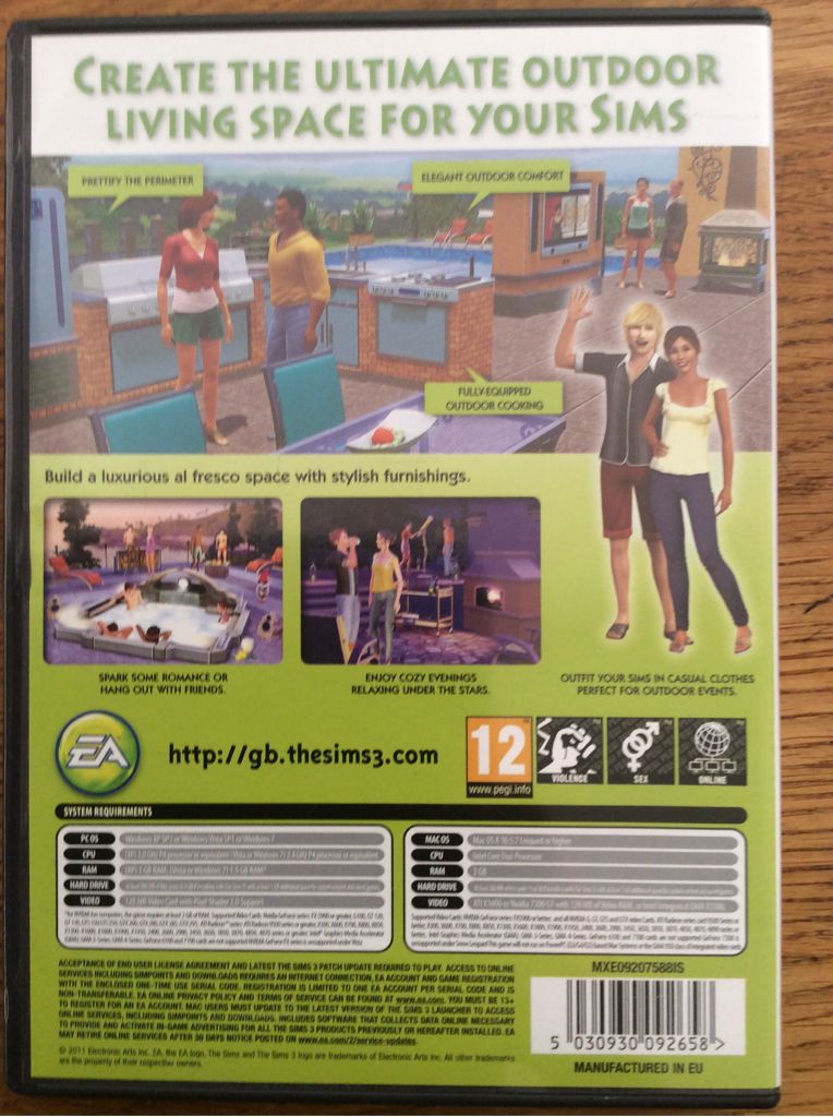 Sims 3: Outdoor Living Stuff, The - PC ((EA) Electronic Arts - 1) video game collectible [Barcode 5030930092658] - Main Image 2