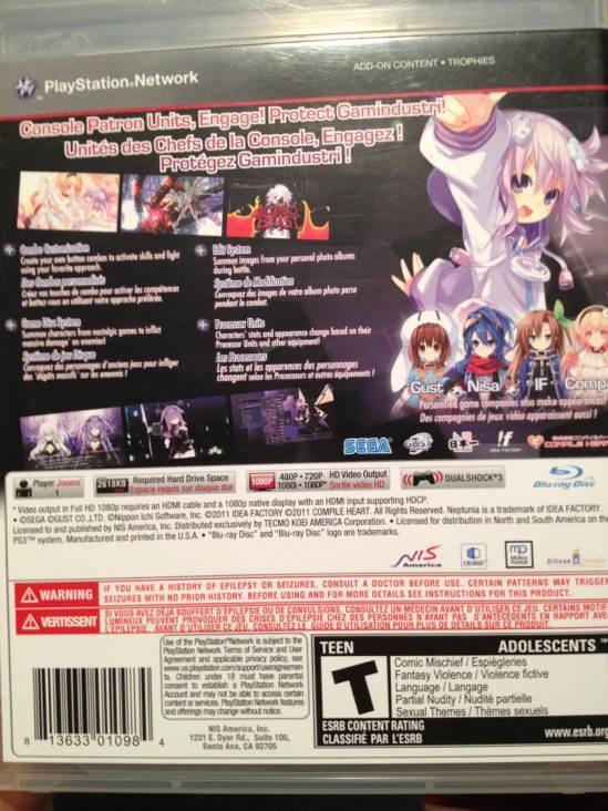 Hyperdimension Neptunia - Sony PlayStation 3 (PS3) (NIS America Inc - 1) video game collectible [Barcode 813633010984] - Main Image 2